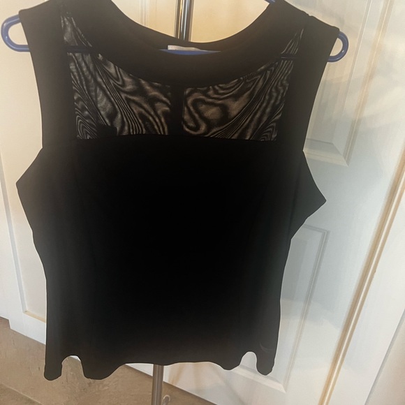 Anatomie Tops - Anatomie Black Sleeveless Tank Top with Ornate Mesh